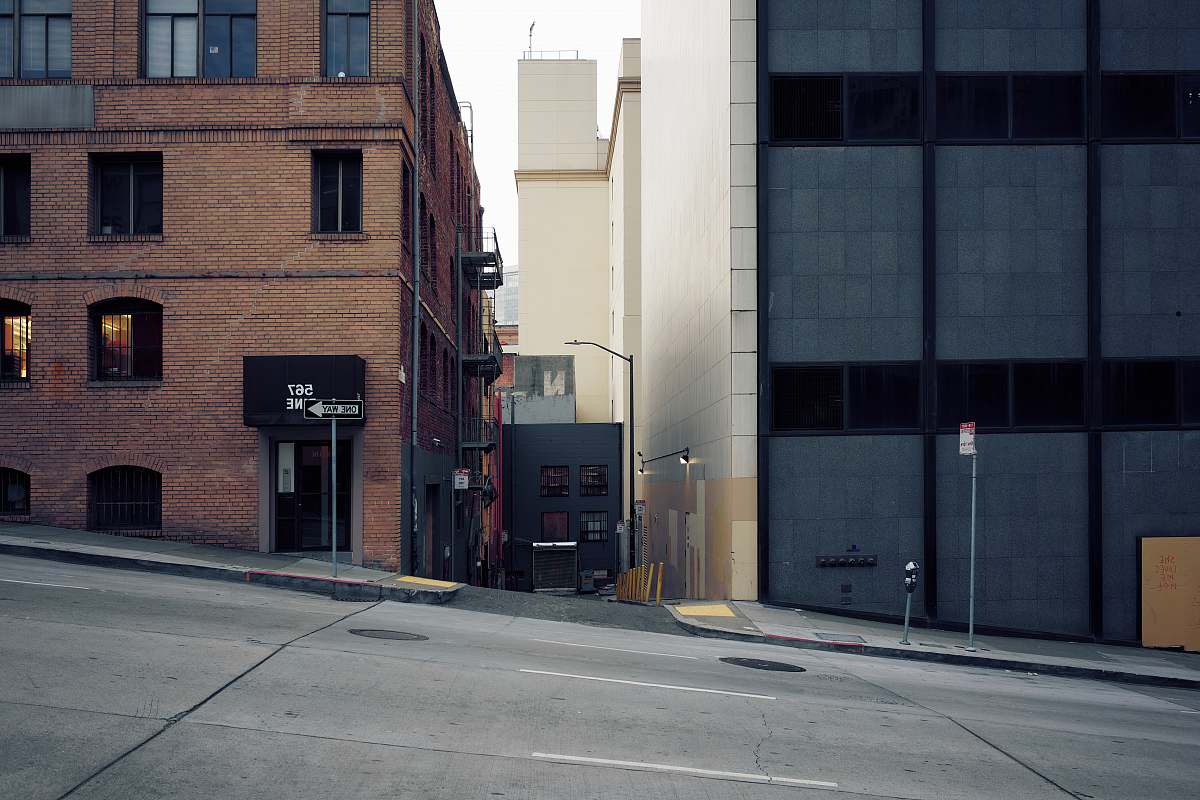 city empty street building