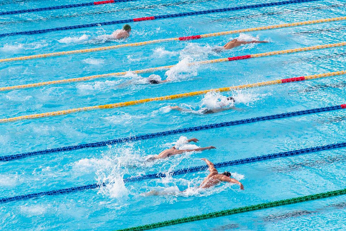 water people in swimming pool swimming