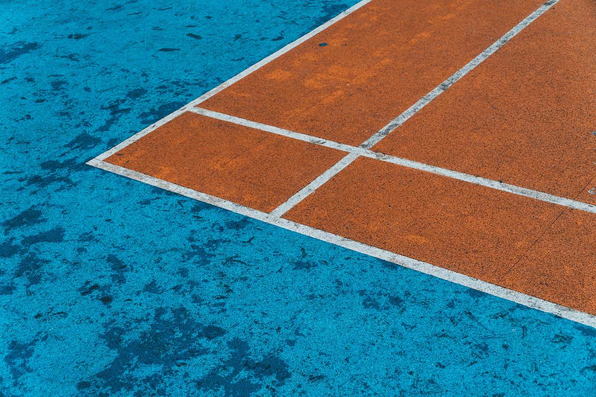 sport brown and blue surface close-up photography tennis court