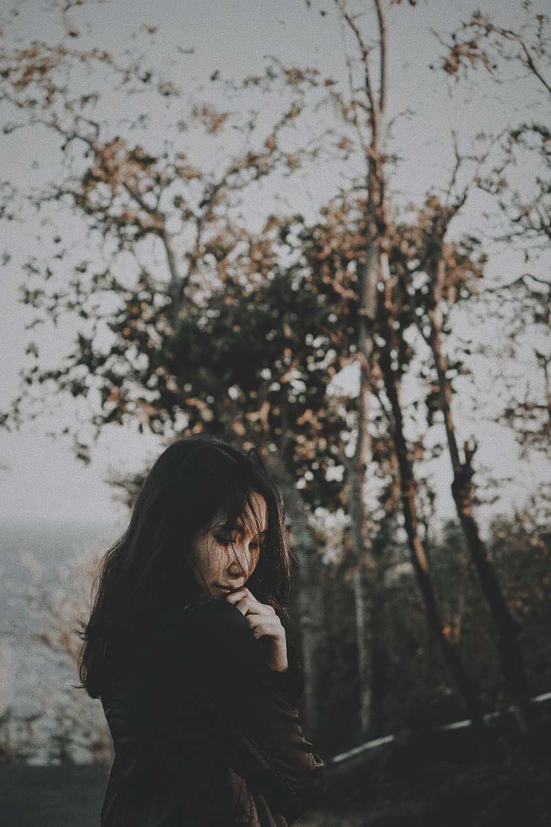 people vignette photography of woman near tree person