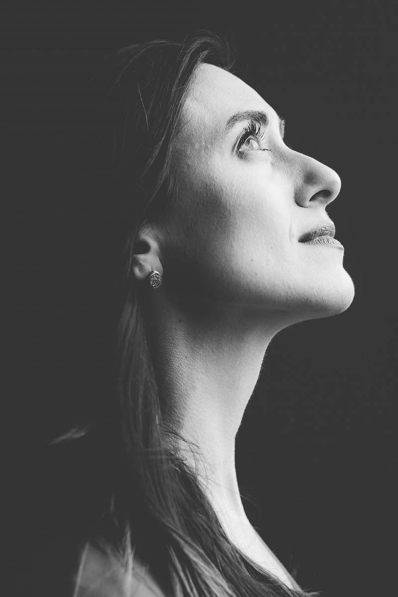 black-and-white grayscale photography of woman grey