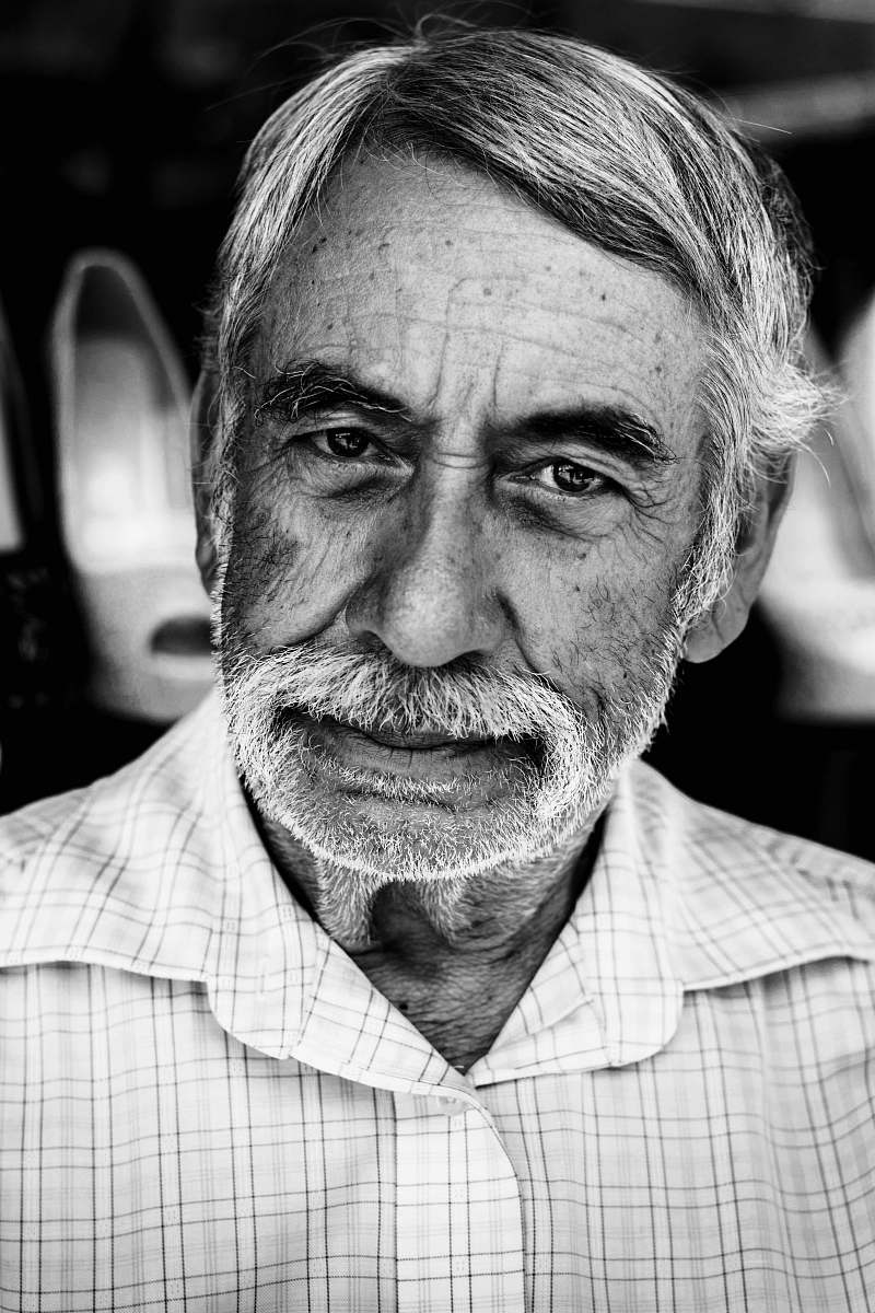 black-and-white grayscale photography of portrait man portrait