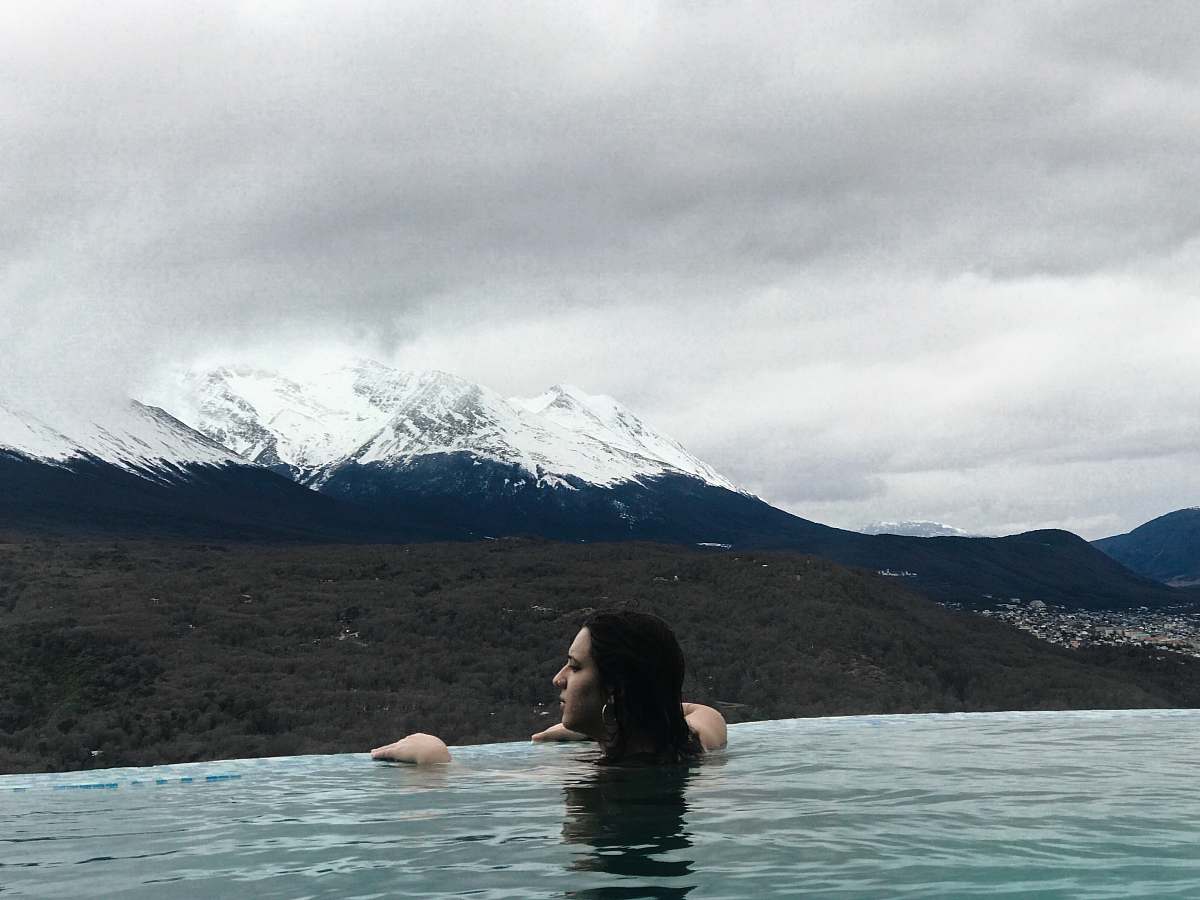 ushuaia woman swimming on river sport