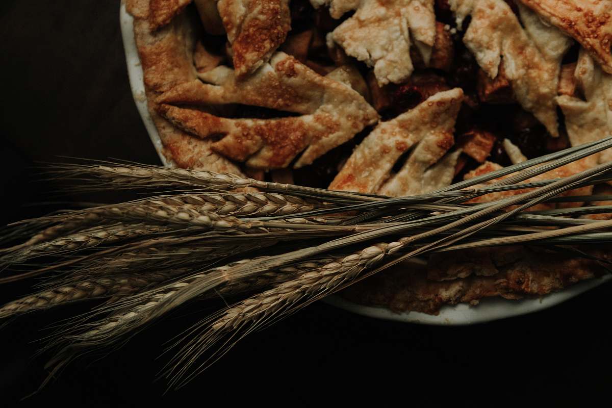 bread brown and white food on brown wooden table wheat