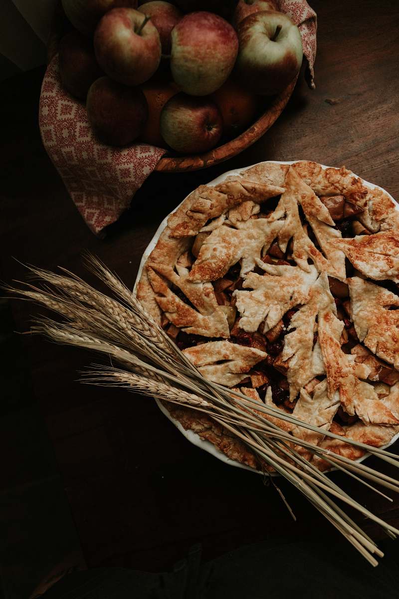 dessert brown and white food on brown wooden table pie