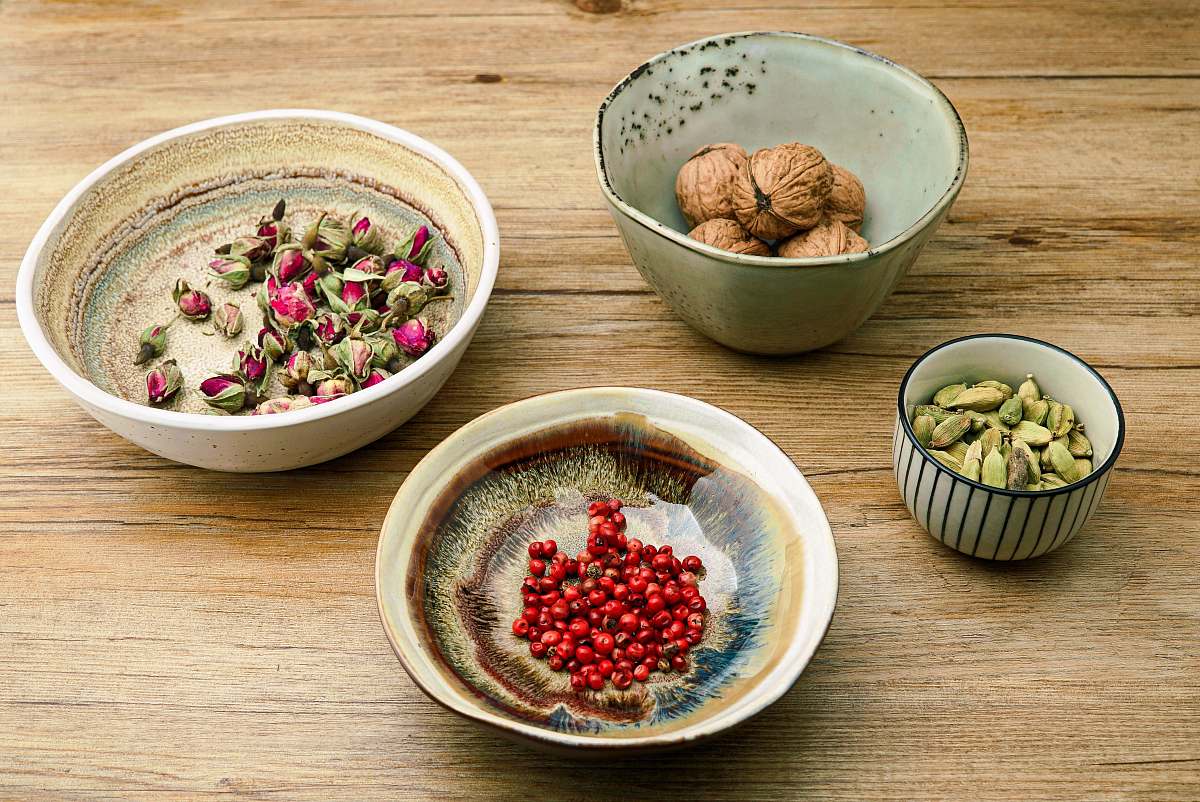 bean four assorted ingredients on bowls flora