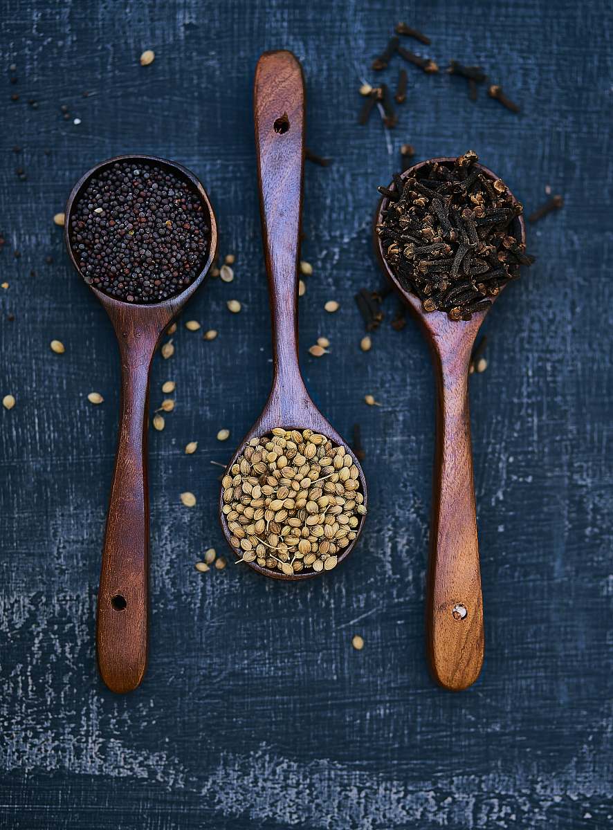 spice three spoons of spices food photography