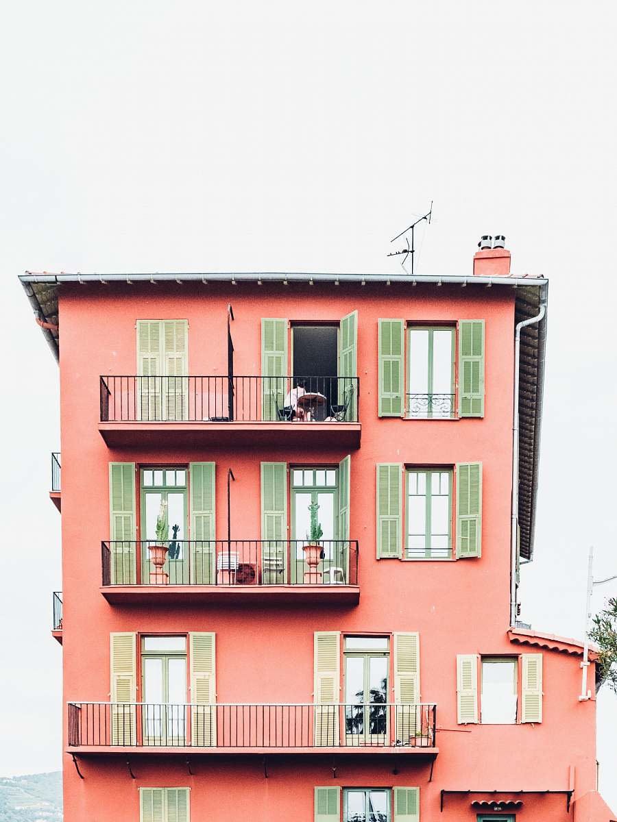 building orange and green 4-storey building nice