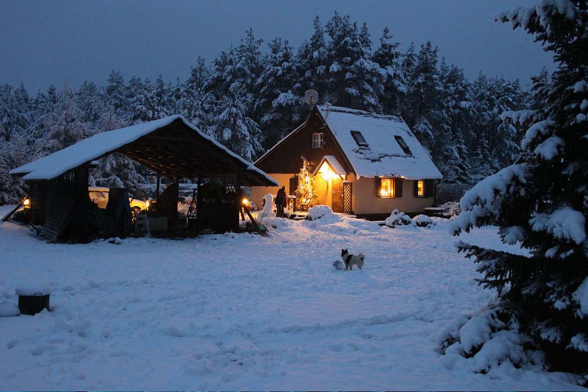 cottage 2 house in snow building