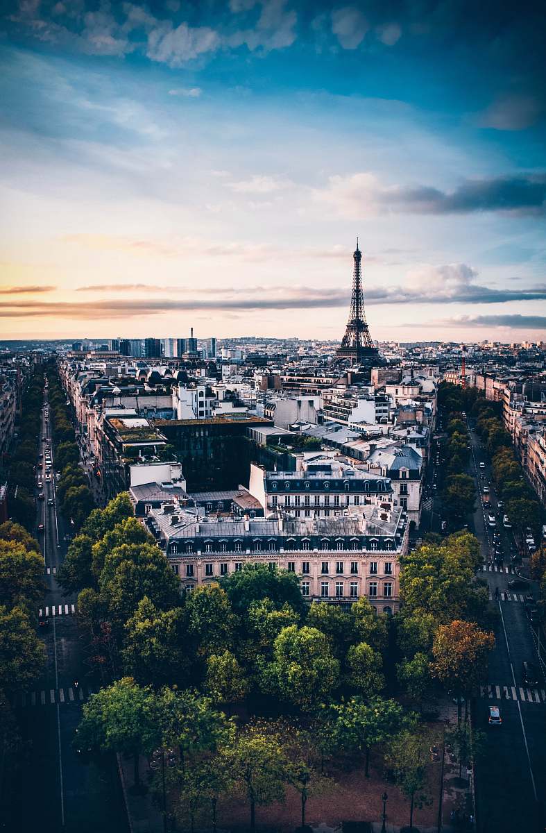 france bird's-eye view photography of Eiffel Tower under cloudy sky city