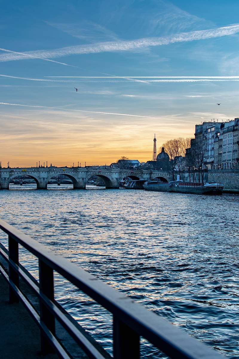 railing bridge and river seine