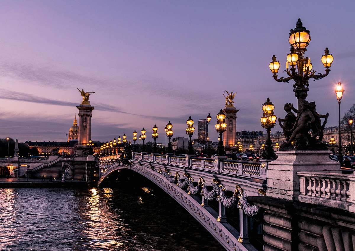 France Bridge During Night Time Bridge Image Free Photo