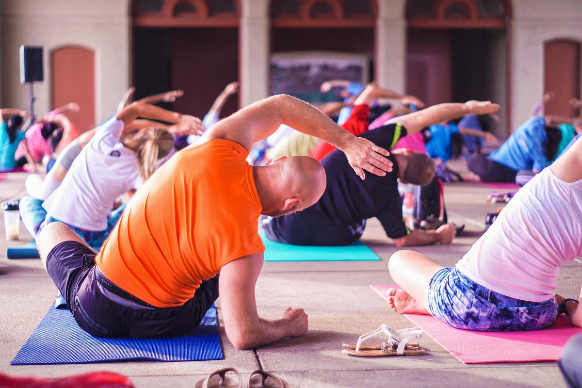 human people exercising yoga