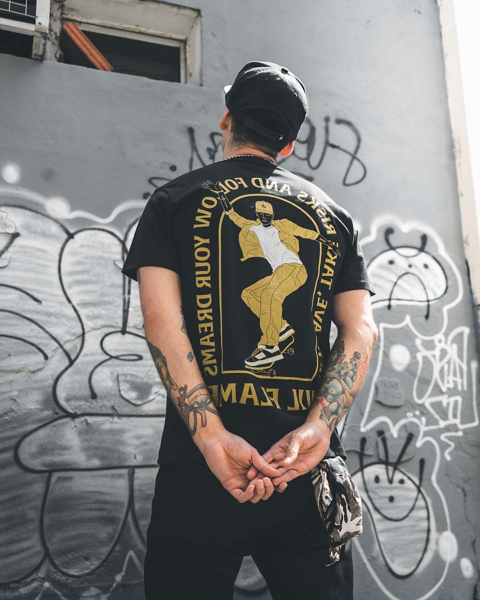human man standing in front of wall people