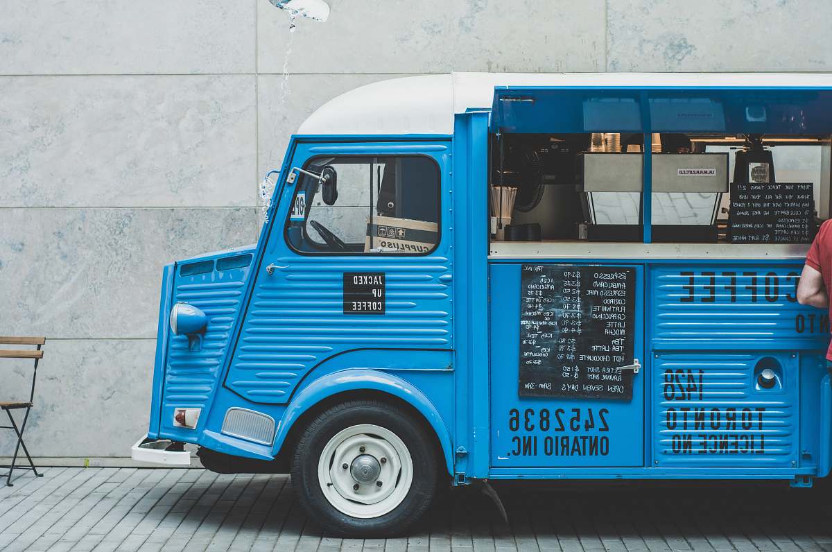bus blue food truck toronto