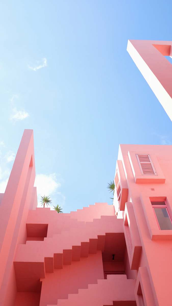 architecture white concrete building pink