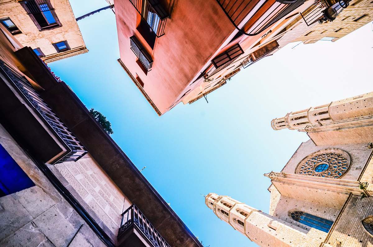 architecture worms eye view of buildings barcelona