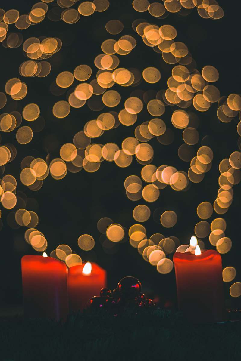 candle three lighted pillar candles fire