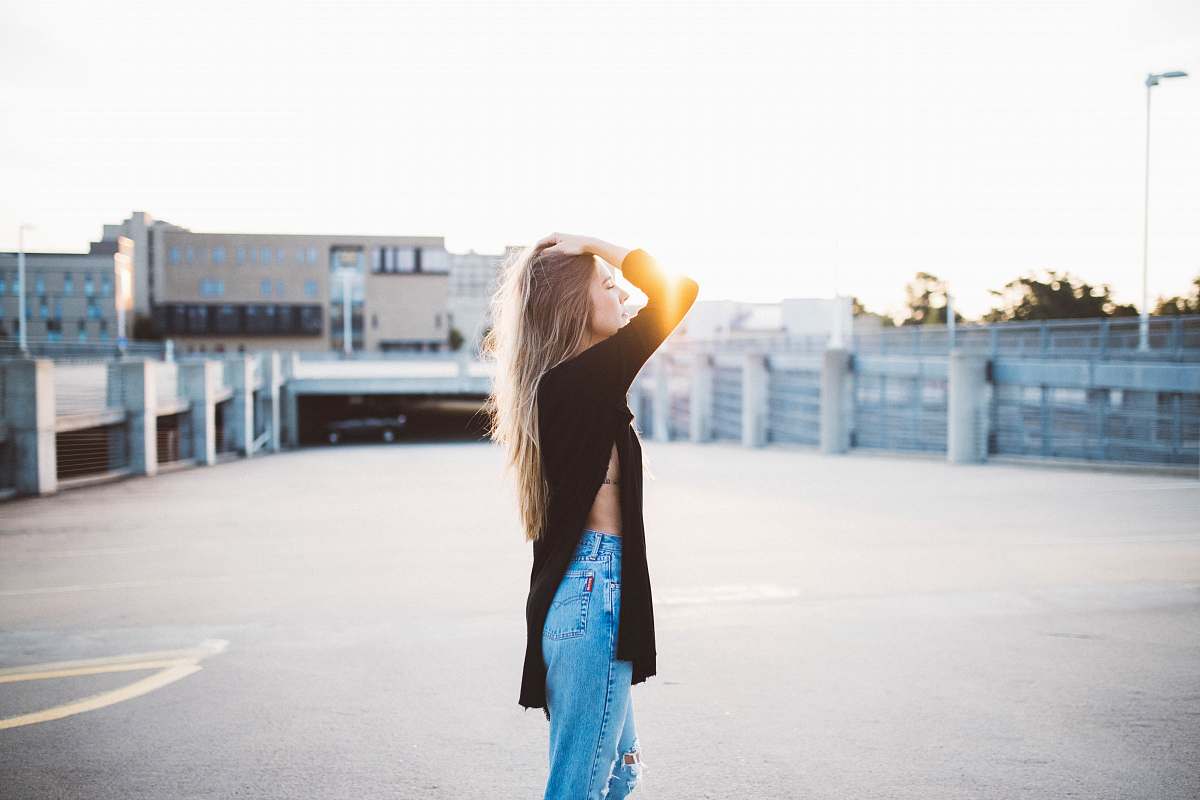 people woman in black sweater woman