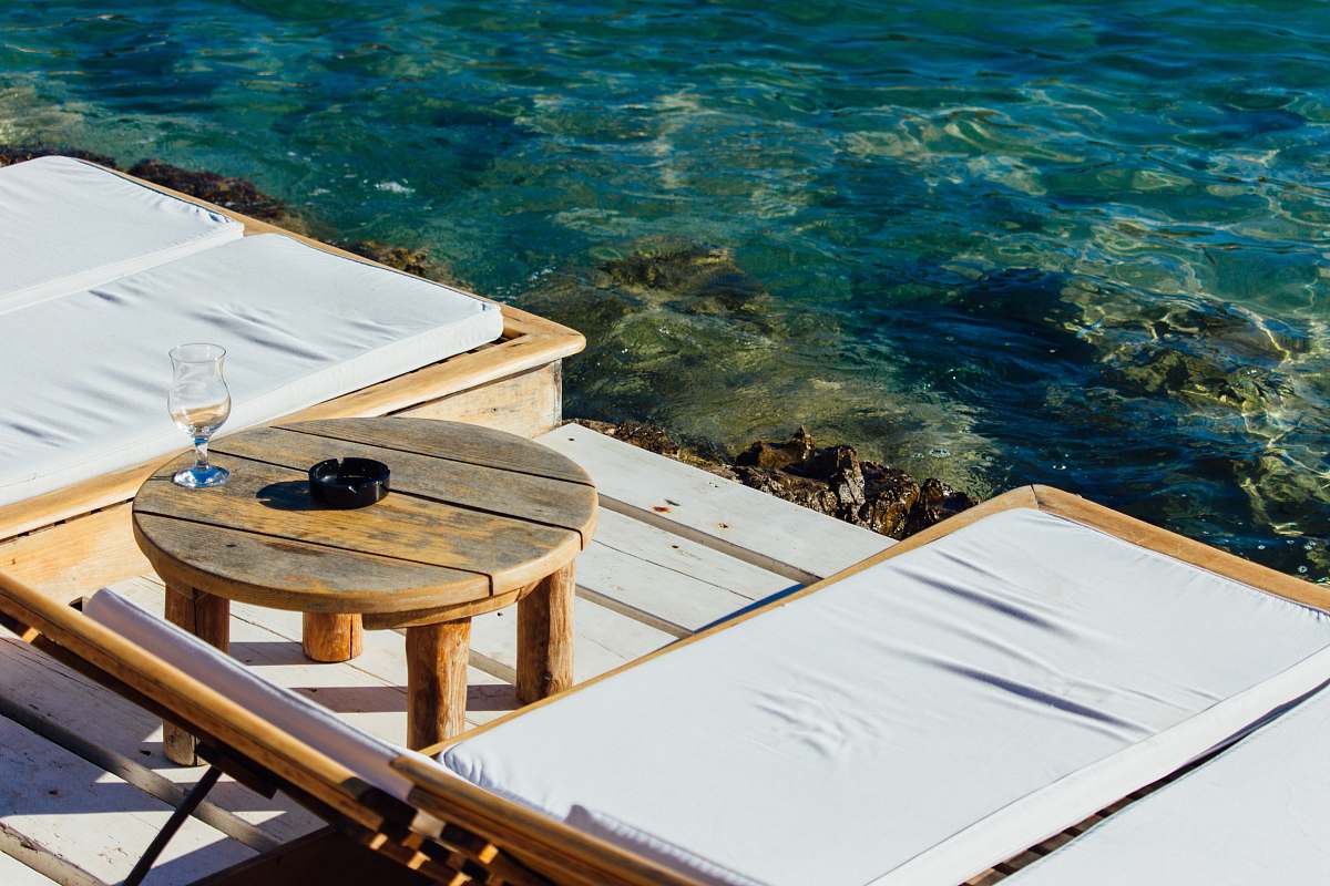 croatia round brown wooden coffee table water