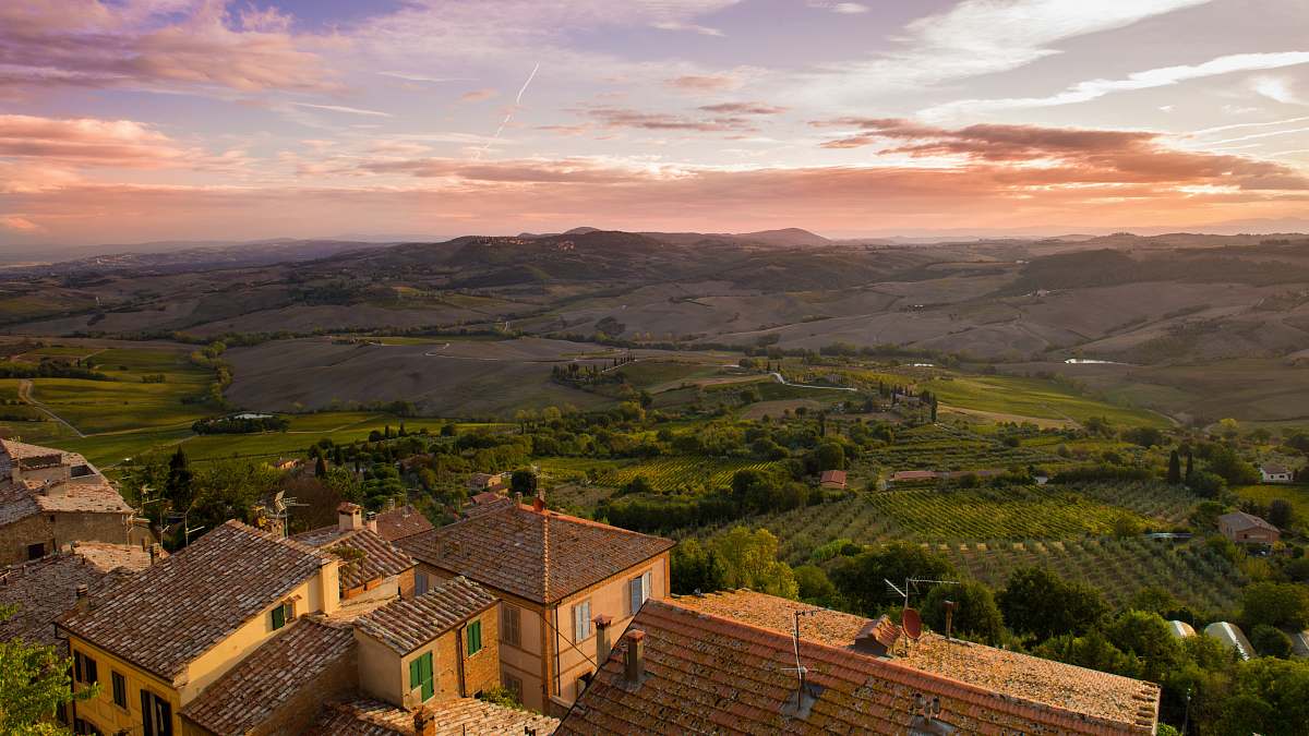 roof aerial photography of mansion near grass field montepulciano