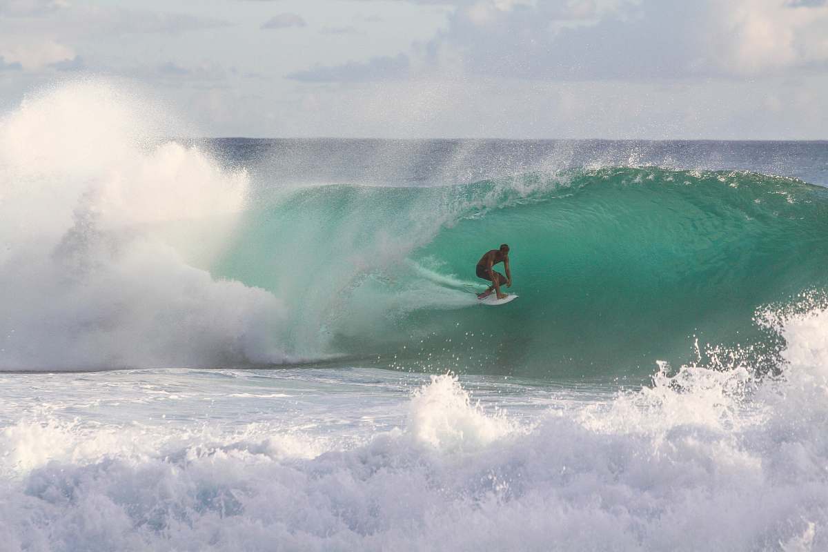 Surfing Man Riding Surfboard Under Sea Wave During Daytime Ocean Image ...