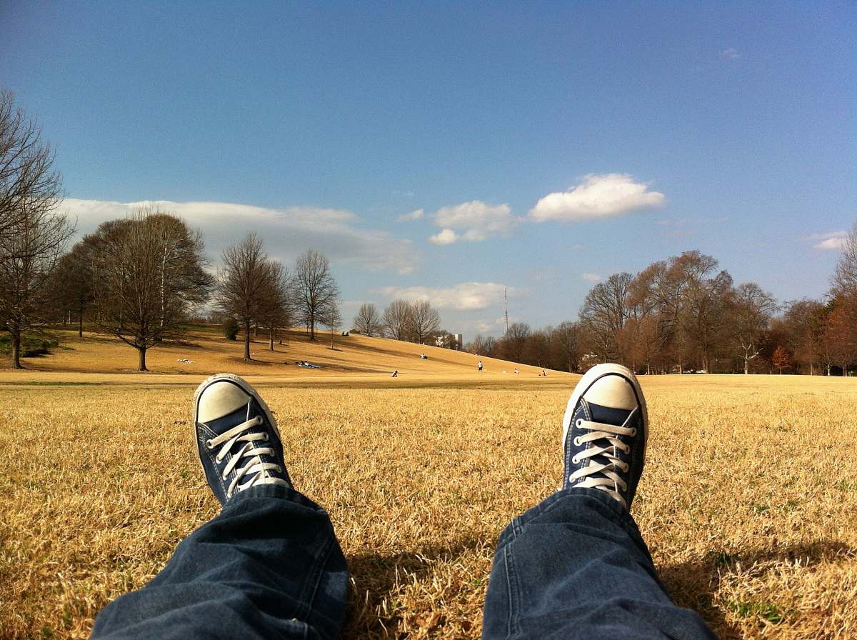 shoes person wearing blue-and-white Converse All Star shoes while sitting on brown grass photo at daytime converse