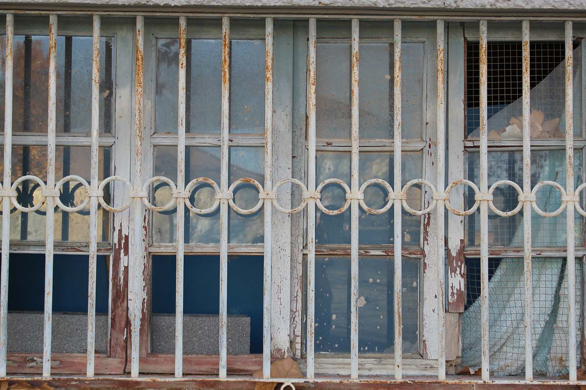 bar white steel window frame window