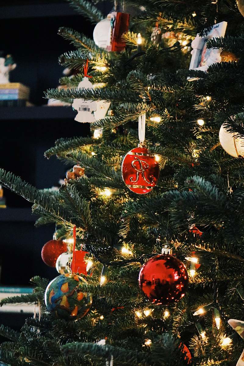 plant baubles hung on Christmas tree ornament