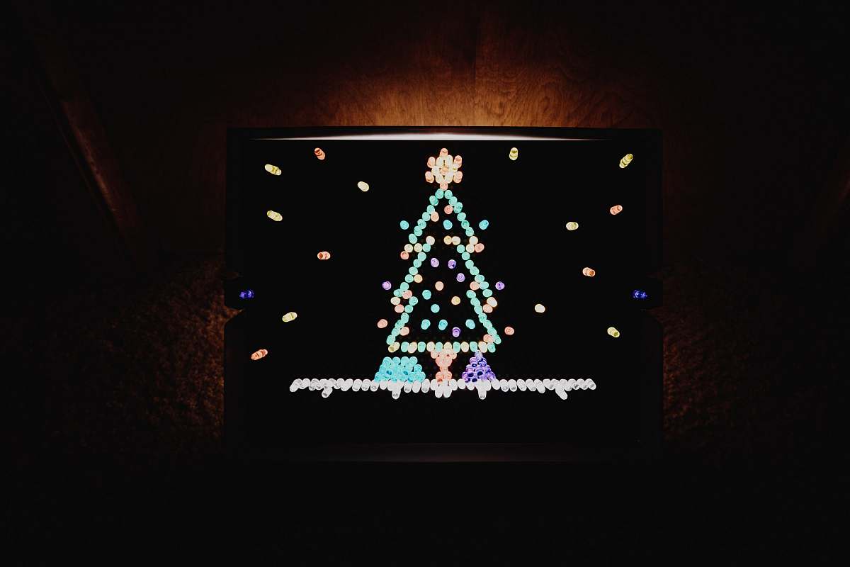 night black and green case with Christmas tree print dark