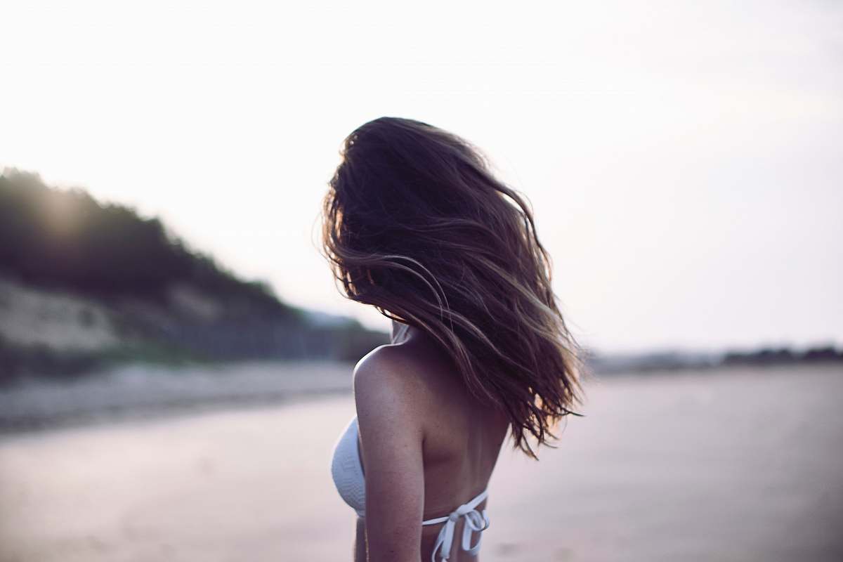 Girl Woman Standing Wearing White Bra In Selective Focus Photography ...