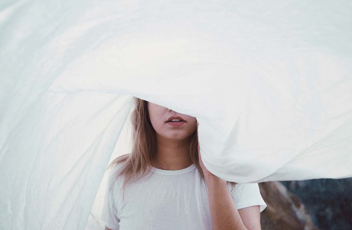 people woman under white cloth girl