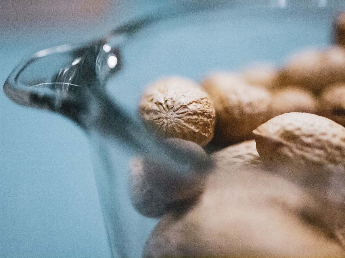 plant close-up photography of peanuts in clear glass bowl vegetable