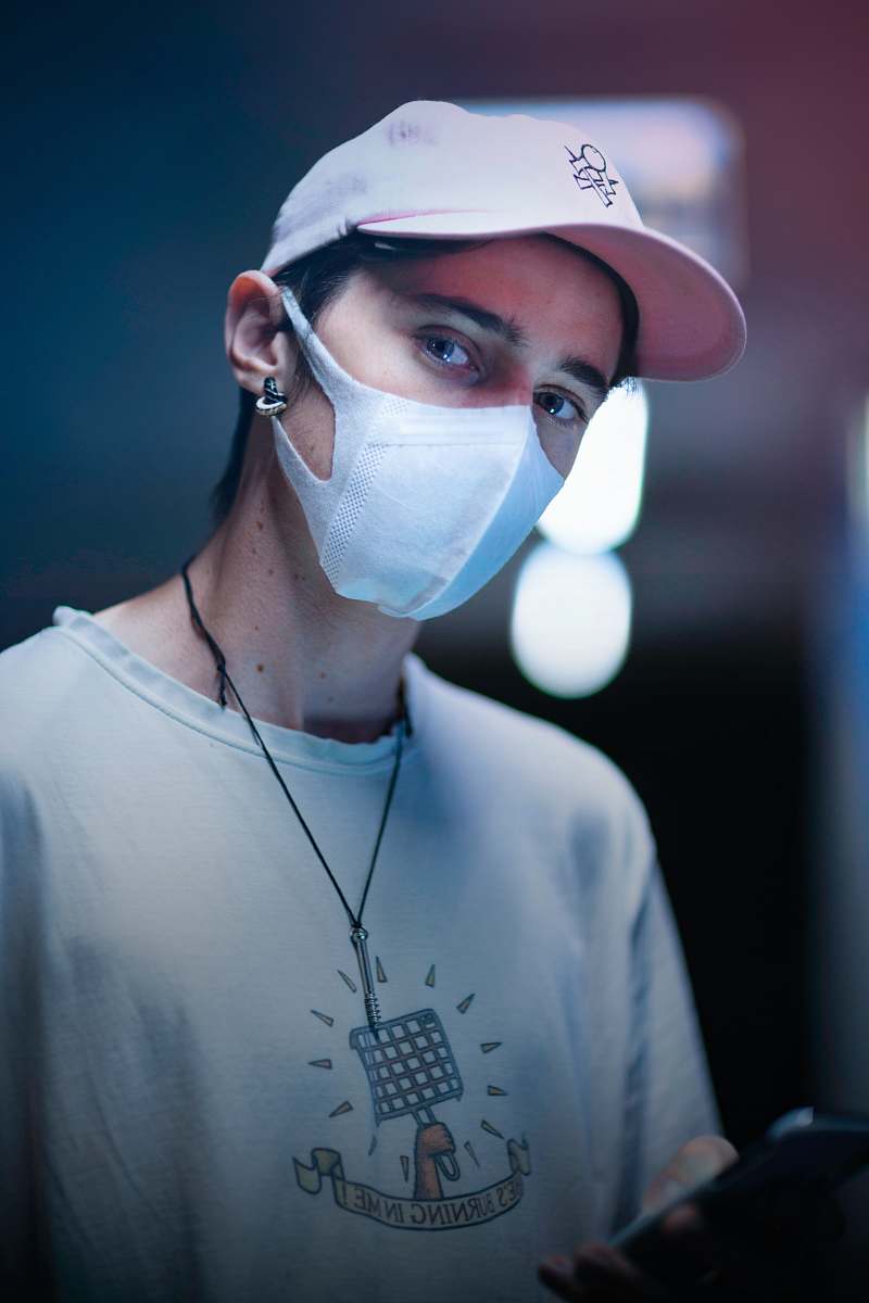 person man in white crew-neck top apparel