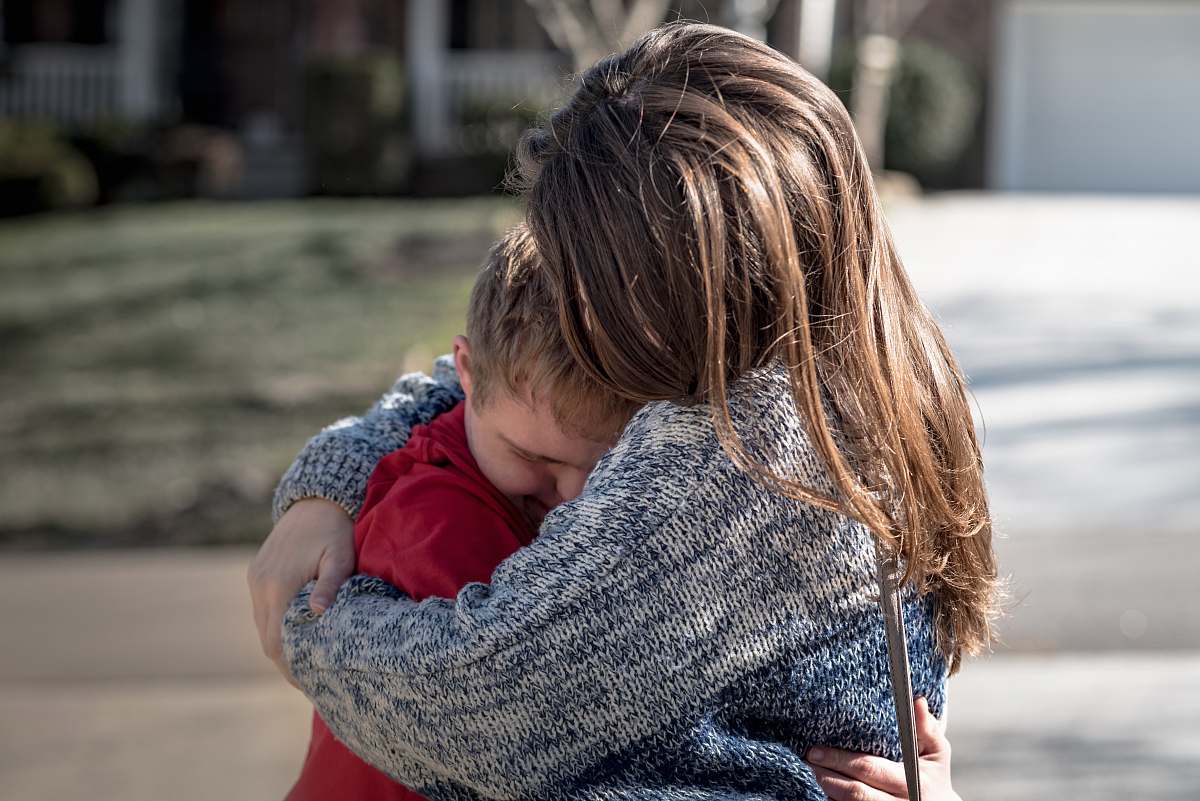 apparel girl and boy hugging clothing