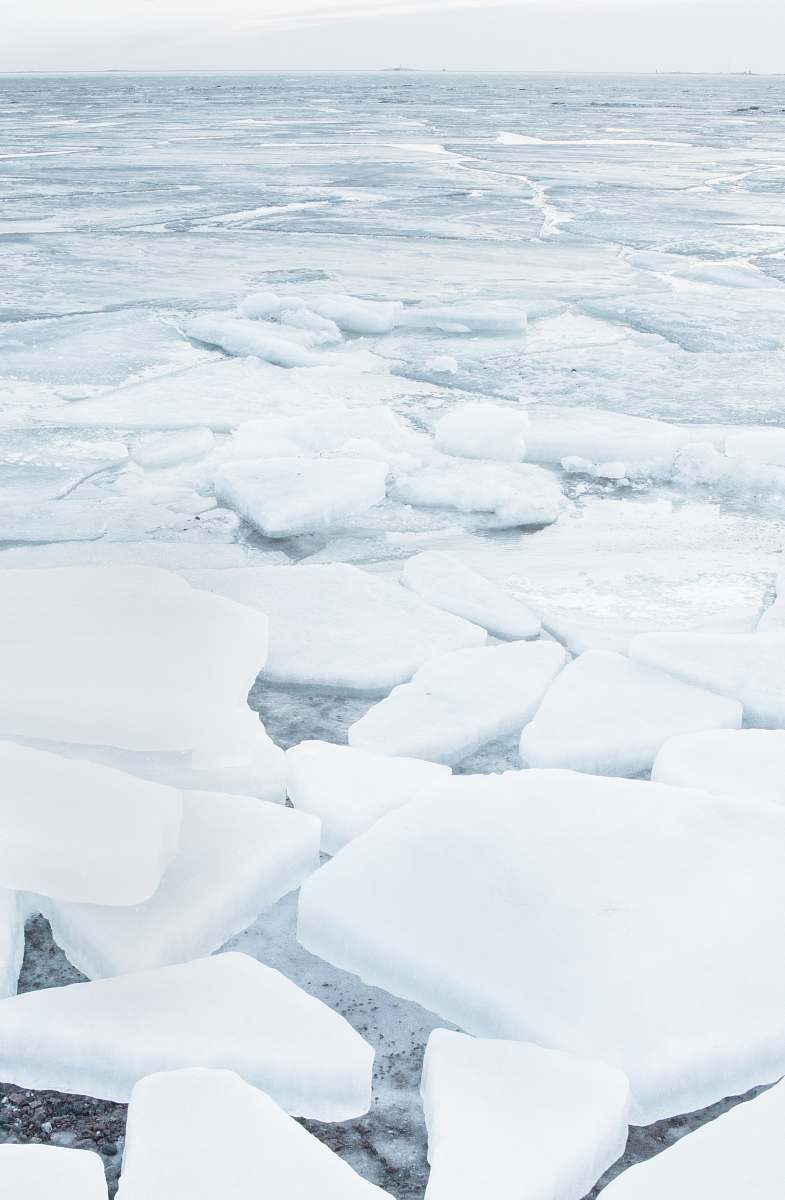 snow ice blocks during daytime winter