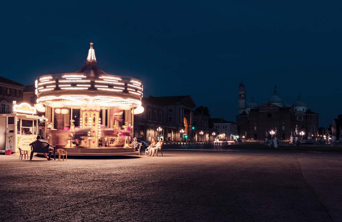urban carousel during nighttime night