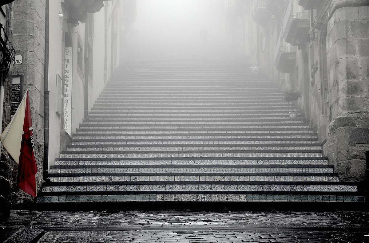 stairs greyscale photography of concrete stairways grey