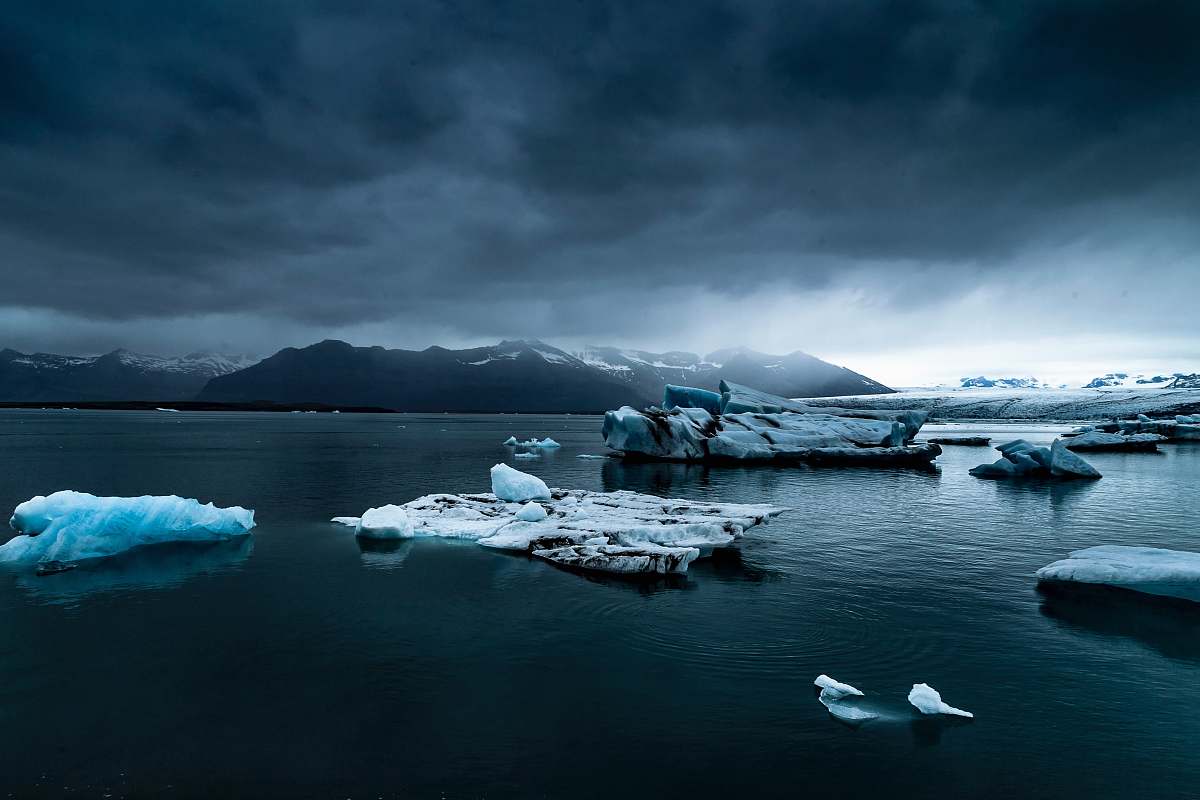 ice glacier near body of water iceland