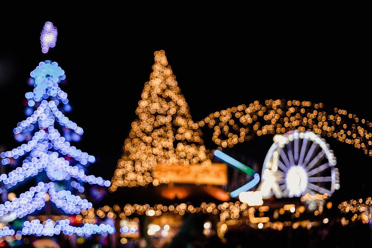 tree selected focus of string lights ornament