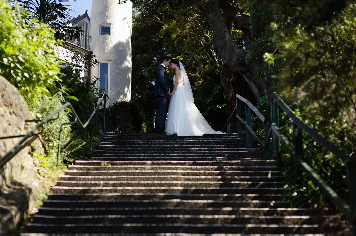 stairs wedding couple photo bride