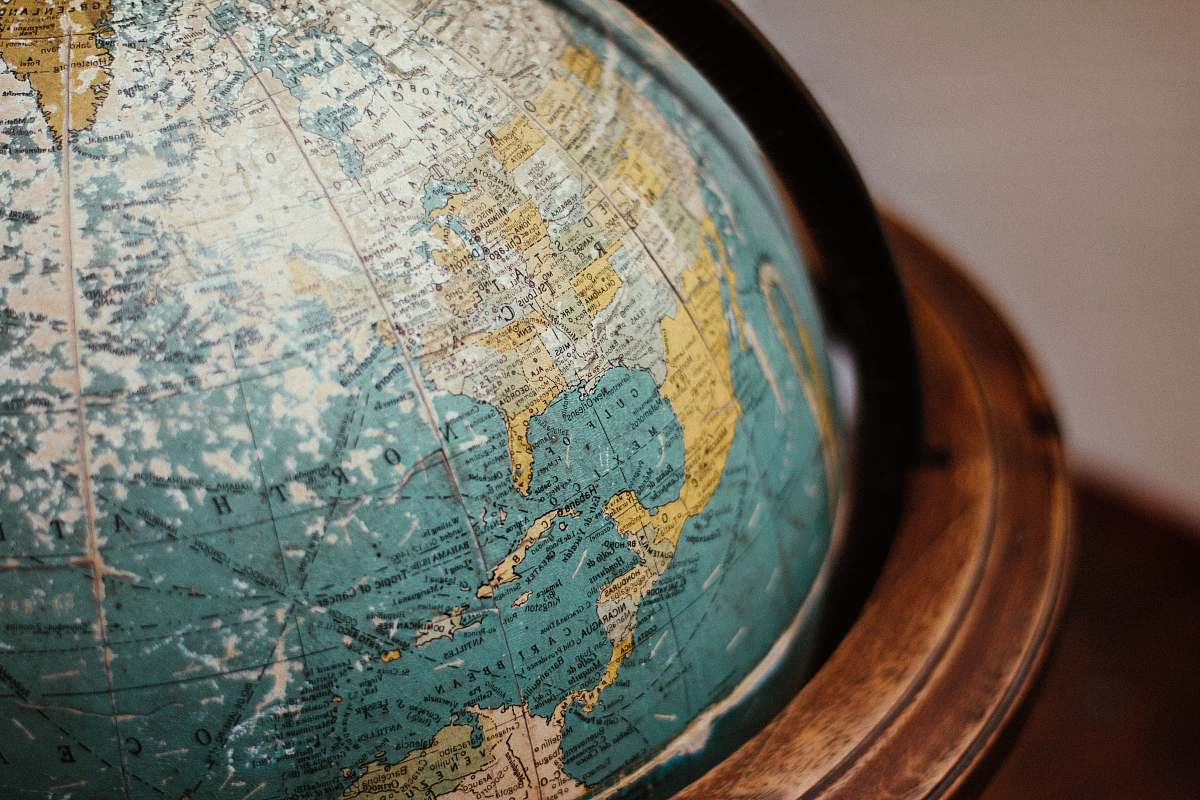 globe blue earth globe on table planet