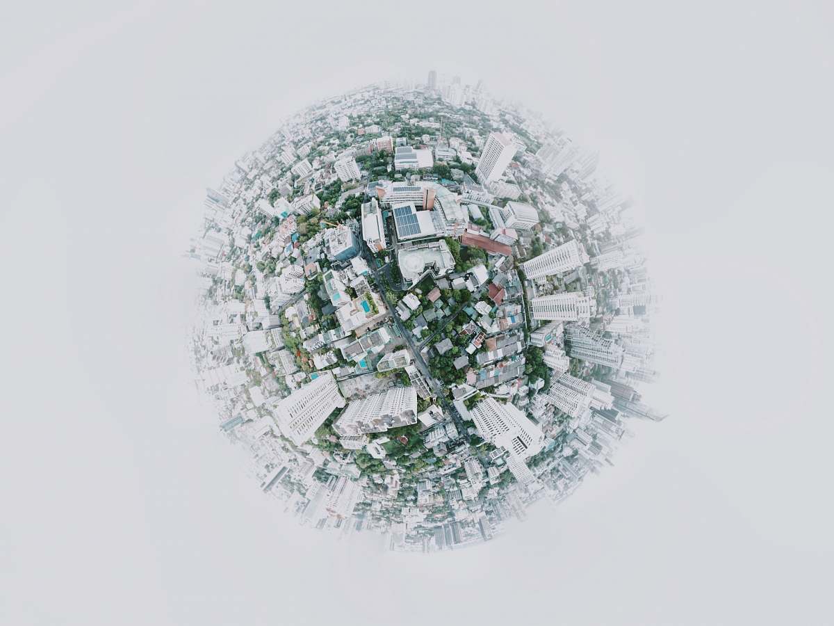 diagram fish eye photography of city plan