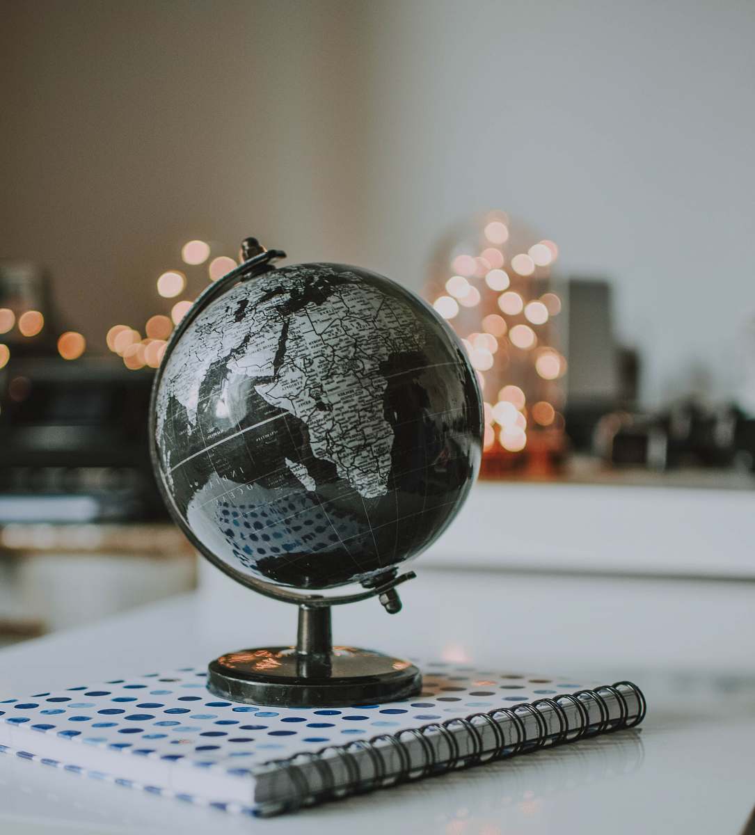 astronomy black and gray desk globe on notebook outer space