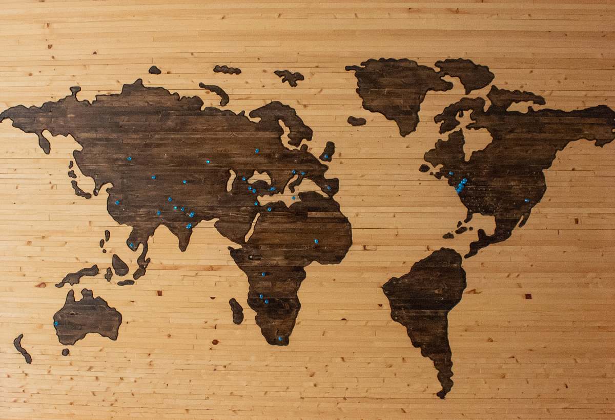 Pin Brown Wooden Map Board Map Image Free Photo