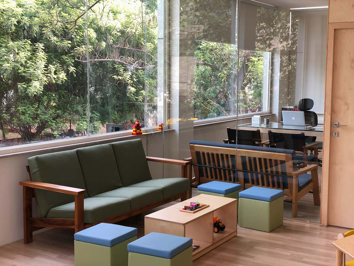 indoors brown and green 3-seat sofa room