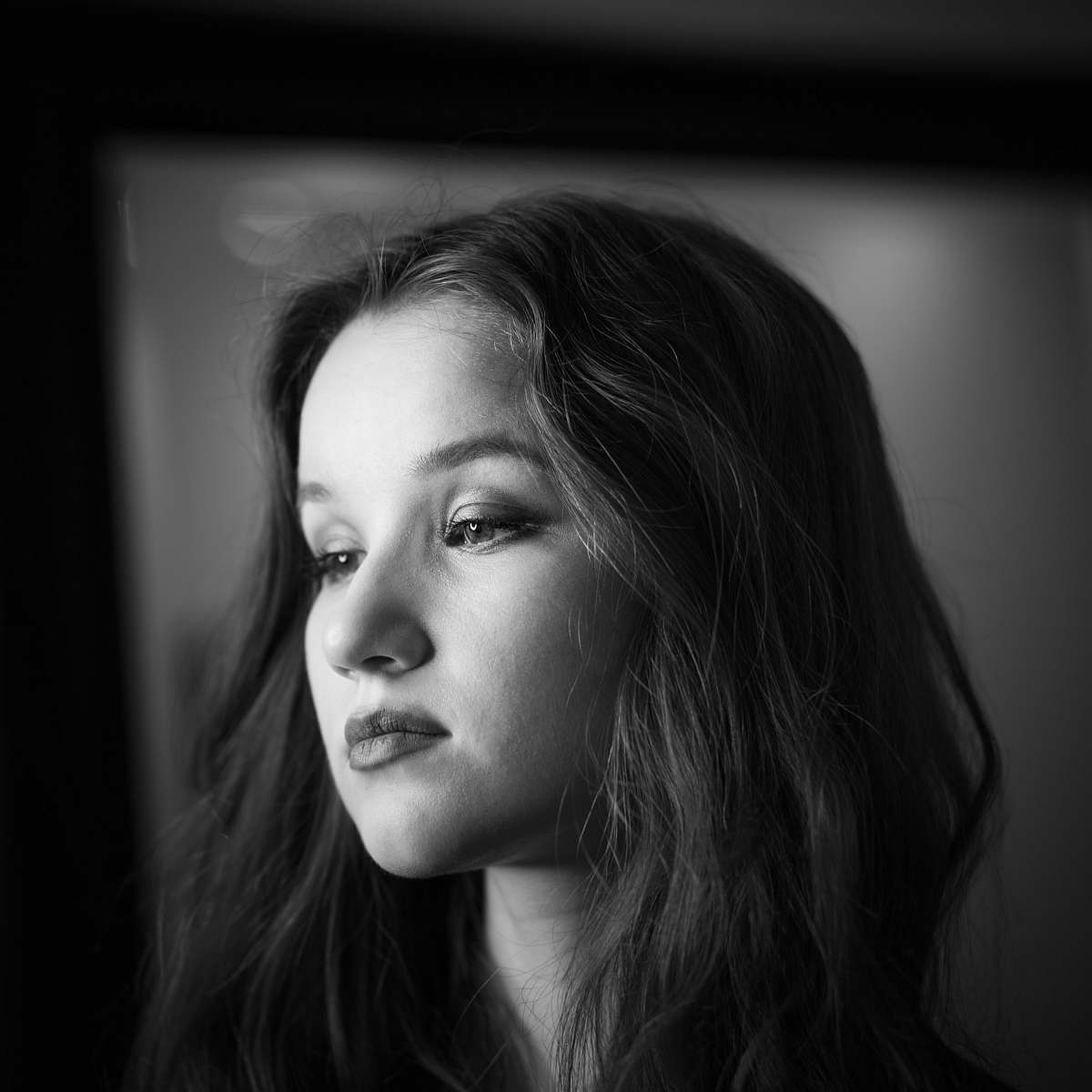 black-and-white black and white photography of woman's profile face