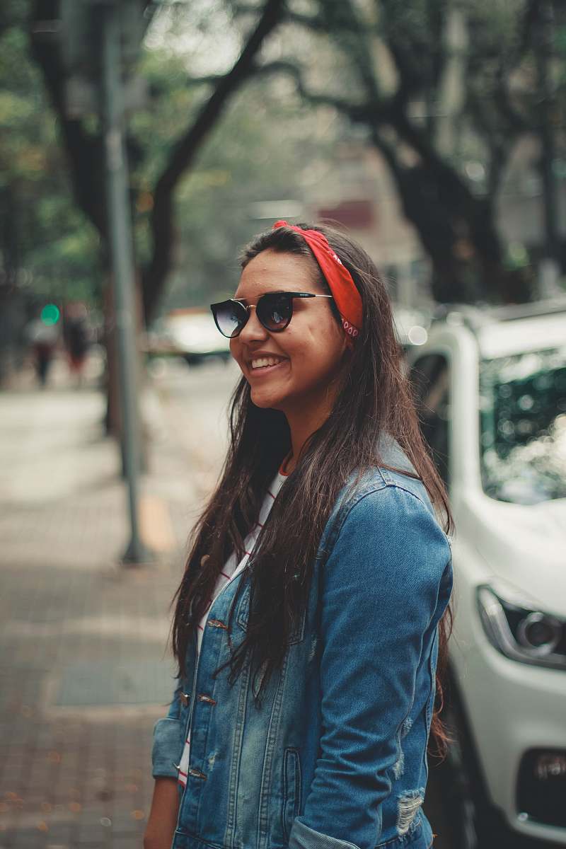 people woman wearing blue denim jacket person