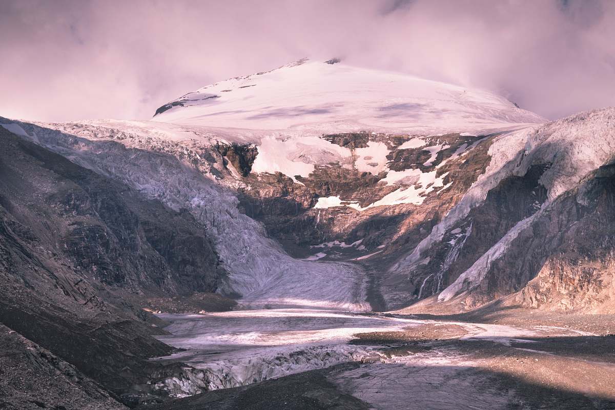 ice aerial view of mountain glacier