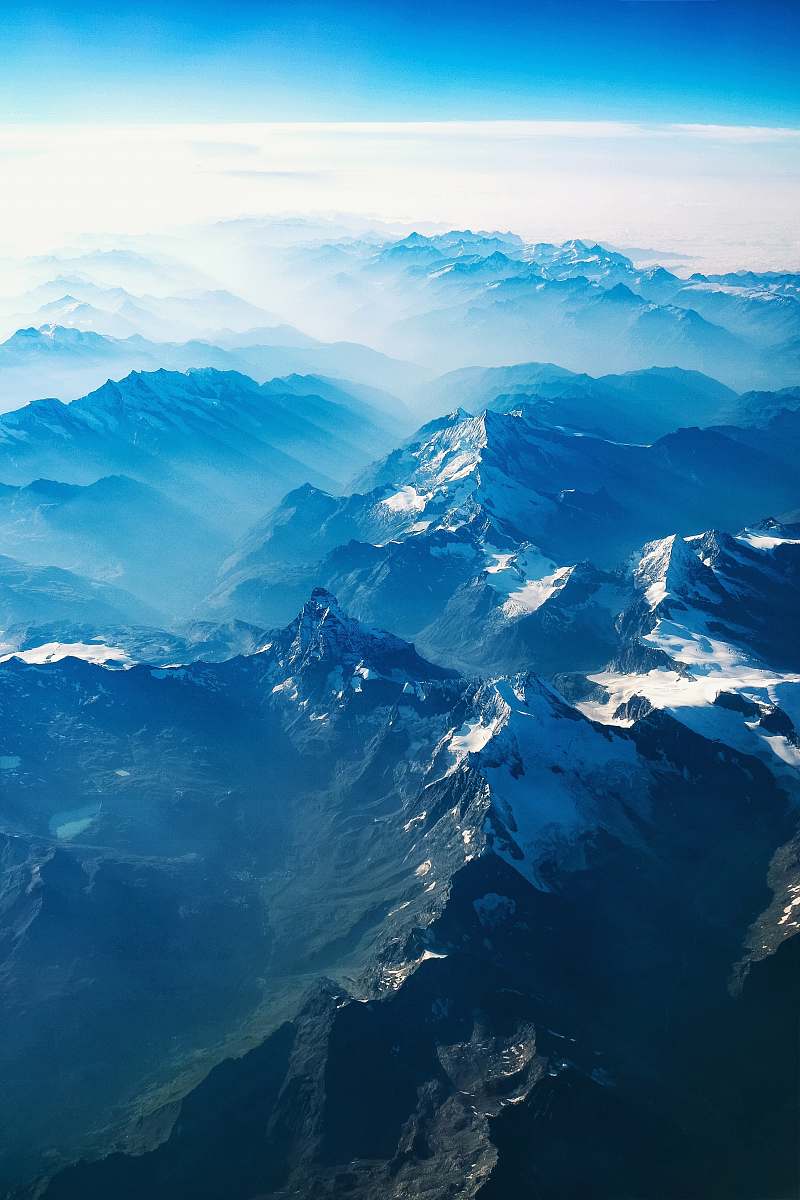 nature bird's eye view of mountains blue